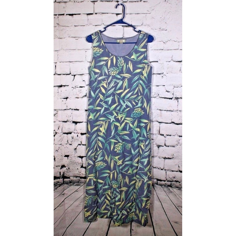 Tommy Bahama Womens Silk Ankle Dress Gray Green Floral Tropical Hawaiian Size 8